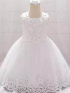 White Flower Girl Dresses Special Occasion Dresses Champagne Lace Sleeveless Jewel Neck Flower Girl Dresses