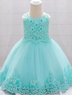 White Flower Girl Dresses Special Occasion Dresses Champagne Lace Sleeveless Jewel Neck Flower Girl Dresses