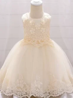 White Flower Girl Dresses Special Occasion Dresses White Lace Sleeveless Jewel Neck Flower Girl Dresses
