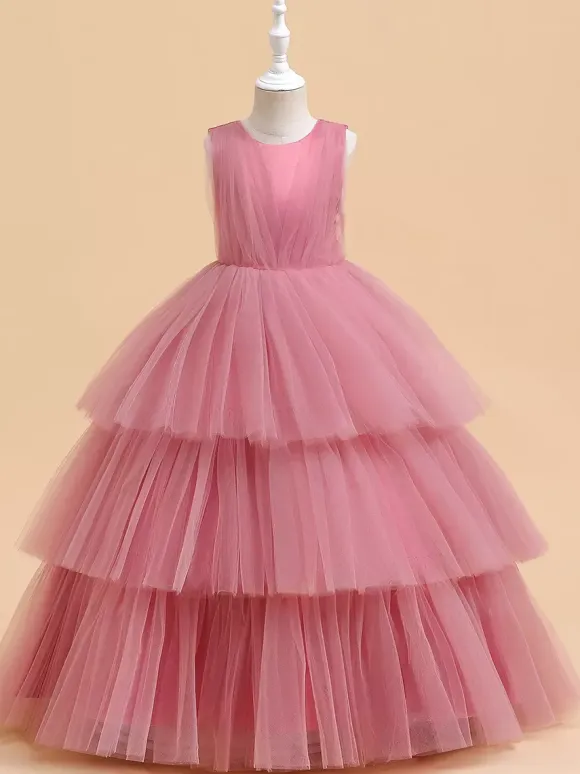 White Flower Girl Dresses Special Occasion Dresses Dark Green Tulle Sleeveless Jewel Neck Flower Girl Dresses