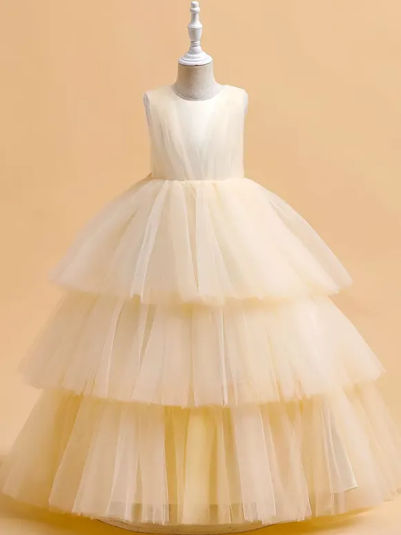 White Flower Girl Dresses Special Occasion Dresses Dark Green Tulle Sleeveless Jewel Neck Flower Girl Dresses