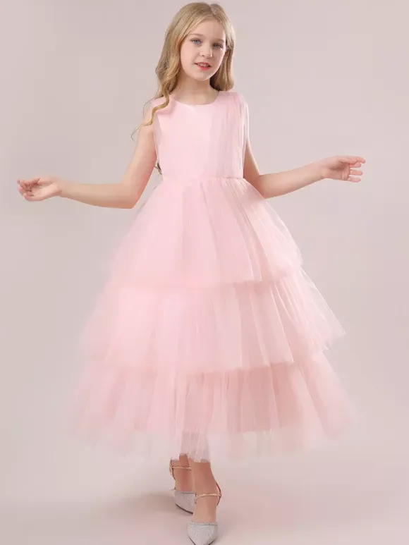 White Flower Girl Dresses Special Occasion Dresses Dark Green Tulle Sleeveless Jewel Neck Flower Girl Dresses