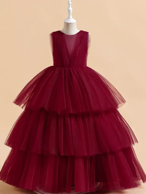 White Flower Girl Dresses Special Occasion Dresses Dark Green Tulle Sleeveless Jewel Neck Flower Girl Dresses