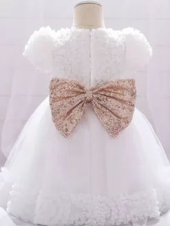 White Flower Girl Dresses Special Occasion Dresses White Lace Short Sleeves Jewel Neck Flower Girl Dresses