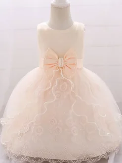 White Flower Girl Dresses Special Occasion Dresses Pink Lace Sleeveless Jewel Neck Flower Girl Dresses