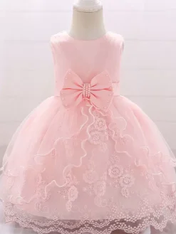 White Flower Girl Dresses Special Occasion Dresses Pink Lace Sleeveless Jewel Neck Flower Girl Dresses