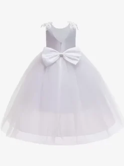 White Flower Girl Dresses Special Occasion Dresses Pink Tulle Sleeveless Jewel Neck Flower Girl Dresses