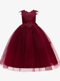 White Flower Girl Dresses Special Occasion Dresses Pink Tulle Sleeveless Jewel Neck Flower Girl Dresses