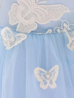 White Flower Girl Dresses Special Occasion Dresses Blue Lace Sleeveless Jewel Neck Flower Girl Dresses