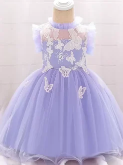 White Flower Girl Dresses Special Occasion Dresses Blue Lace Sleeveless Jewel Neck Flower Girl Dresses