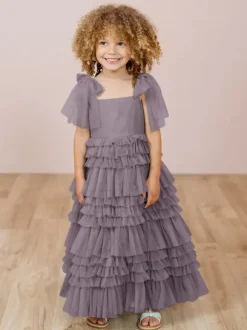 White Flower Girl Dresses Blush Pink Tulle Sleeveless Jewel Neck Flower Girl Dresses