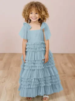 White Flower Girl Dresses Blush Pink Tulle Sleeveless Jewel Neck Flower Girl Dresses