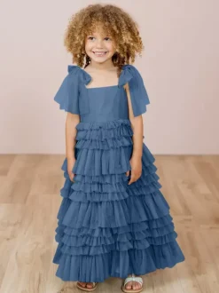 White Flower Girl Dresses Blush Pink Tulle Sleeveless Jewel Neck Flower Girl Dresses