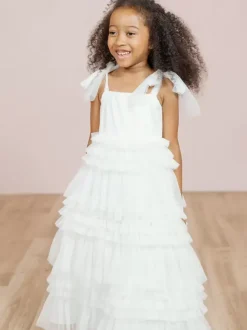 White Flower Girl Dresses Blush Pink Tulle Sleeveless Jewel Neck Flower Girl Dresses