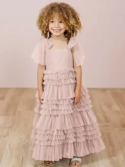 White Flower Girl Dresses Blush Pink Tulle Sleeveless Jewel Neck Flower Girl Dresses