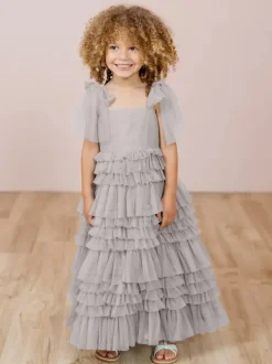 White Flower Girl Dresses Blush Pink Tulle Sleeveless Jewel Neck Flower Girl Dresses