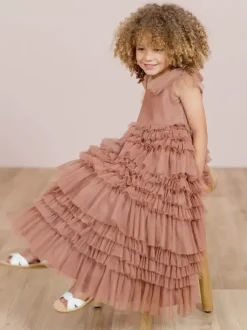 White Flower Girl Dresses Blush Pink Tulle Sleeveless Jewel Neck Flower Girl Dresses
