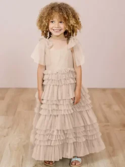 White Flower Girl Dresses Blush Pink Tulle Sleeveless Jewel Neck Flower Girl Dresses