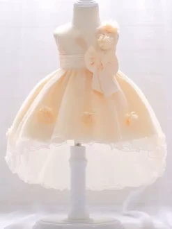 White Flower Girl Dresses Champagne Tulle Sleeveless Jewel Neck Flower Girl Dresses