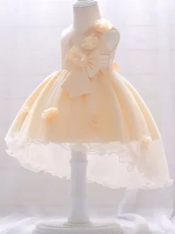 White Flower Girl Dresses Champagne Tulle Sleeveless Jewel Neck Flower Girl Dresses