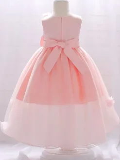 White Flower Girl Dresses Champagne Tulle Sleeveless Jewel Neck Flower Girl Dresses