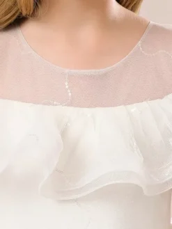 White Flower Girl Dresses Champagne Organza Sleeveless Jewel Neck Flower Girl Dresses