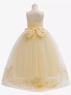 White Flower Girl Dresses Champagne Lace Sleeveless Jewel Neck Flower Girl Dresses