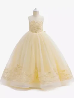 White Flower Girl Dresses Champagne Lace Sleeveless Jewel Neck Flower Girl Dresses