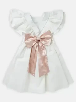 White Flower Girl Dresses Ivory Polyester Short Sleeves Jewel Neck Flower Girl Dresses