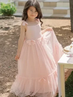 White Flower Girl Dresses Soft Pink Organza Sleeveless Jewel Neck Flower Girl Dresses