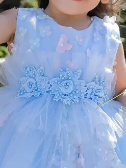 White Flower Girl Dresses Special Occasion Dresses Pink Lace Sleeveless Jewel Neck Flower Girl Dresses
