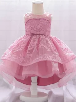 White Flower Girl Dresses Special Occasion Dresses Pink Lace Sleeveless Jewel Neck Flower Girl Dresses
