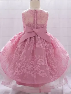 White Flower Girl Dresses Special Occasion Dresses Pink Lace Sleeveless Jewel Neck Flower Girl Dresses