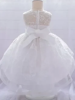 White Flower Girl Dresses Special Occasion Dresses Pink Lace Sleeveless Jewel Neck Flower Girl Dresses