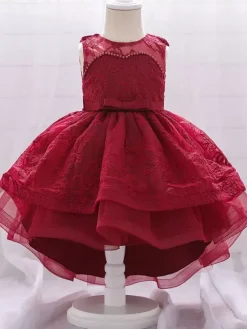 White Flower Girl Dresses Special Occasion Dresses Pink Lace Sleeveless Jewel Neck Flower Girl Dresses