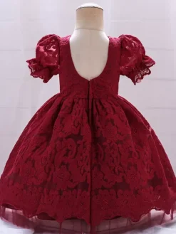 White Flower Girl Dresses Special Occasion Dresses White Lace Short Sleeves Square Neck Flower Girl Dresses
