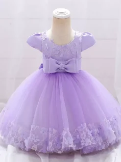 White Flower Girl Dresses Special Occasion Dresses Burgundy Lace Short Sleeves Jewel Neck Flower Girl Dresses