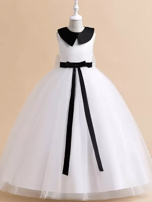 White Flower Girl Dresses Special Occasion Dresses White Tulle Sleeveless Jewel Neck Flower Girl Dresses