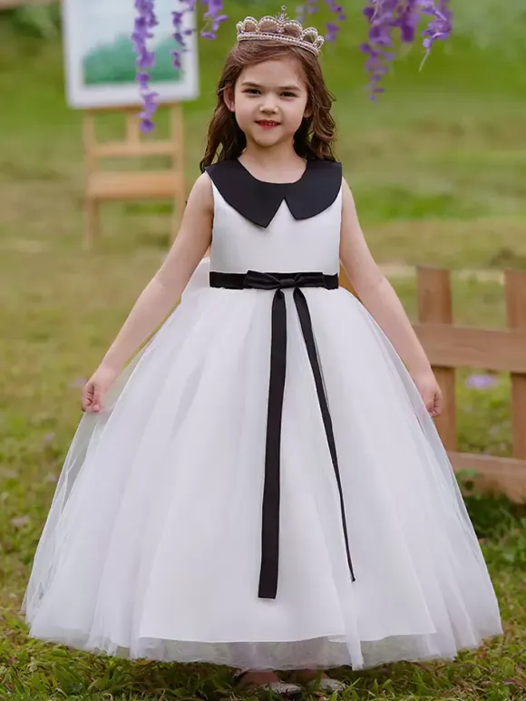 White Flower Girl Dresses Special Occasion Dresses White Tulle Sleeveless Jewel Neck Flower Girl Dresses