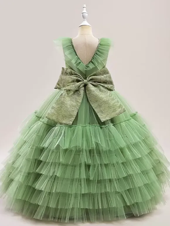 White Flower Girl Dresses Special Occasion Dresses White Tulle Sleeveless V-Neck Flower Girl Dresses