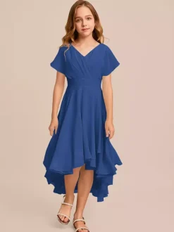 White Flower Girl Dresses Special Occasion Dresses Mint Green Chiffon Short Sleeves V-Neck Flower Girl Dresses