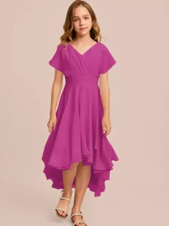 White Flower Girl Dresses Special Occasion Dresses Mint Green Chiffon Short Sleeves V-Neck Flower Girl Dresses