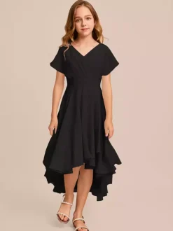 White Flower Girl Dresses Special Occasion Dresses Mint Green Chiffon Short Sleeves V-Neck Flower Girl Dresses