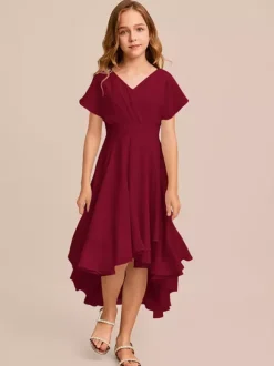 White Flower Girl Dresses Special Occasion Dresses Mint Green Chiffon Short Sleeves V-Neck Flower Girl Dresses