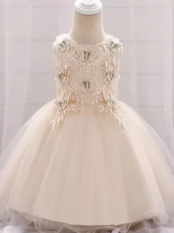 White Flower Girl Dresses Special Occasion Dresses Cameo Pink Lace Sleeveless Jewel Neck Flower Girl Dresses