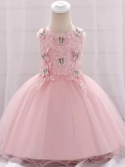 White Flower Girl Dresses Special Occasion Dresses Cameo Pink Lace Sleeveless Jewel Neck Flower Girl Dresses