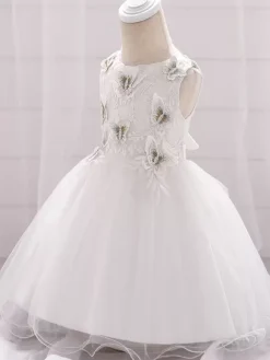 White Flower Girl Dresses Special Occasion Dresses Cameo Pink Lace Sleeveless Jewel Neck Flower Girl Dresses