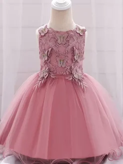 White Flower Girl Dresses Special Occasion Dresses Cameo Pink Lace Sleeveless Jewel Neck Flower Girl Dresses