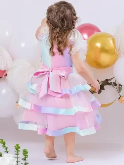 White Flower Girl Dresses Special Occasion Dresses Pink Lace Short Sleeves Jewel Neck Flower Girl Dresses