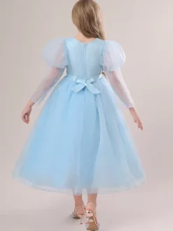 White Flower Girl Dresses Special Occasion Dresses Yellow Lace Long Sleeves Jewel Neck Flower Girl Dresses
